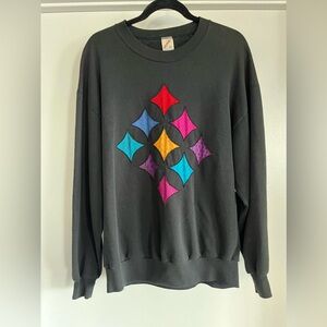 Vintage Patchwork Handmade Crewneck Sweatshirt XL